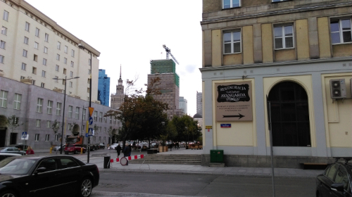 the view of  Pałac Kultury from Świętokrzyska Str. and Czackiego Str.