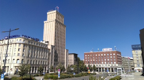 Hotel Warszawa, Telewizja Polska - zdjęcie spod NBP