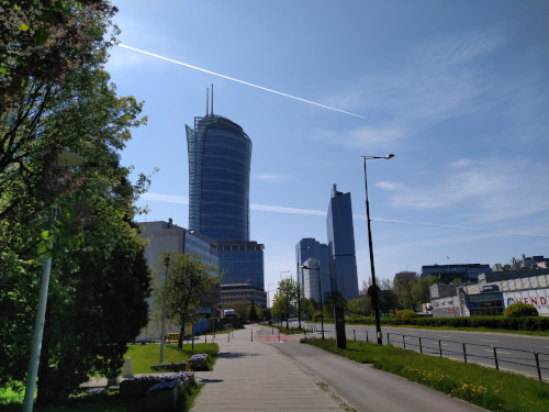Warsaw Spire and a view of Daszynskiego Roundabout