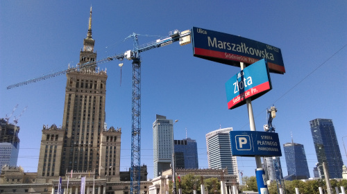 The intersection of Zlota / Marszalkowska Str., Warsaw.